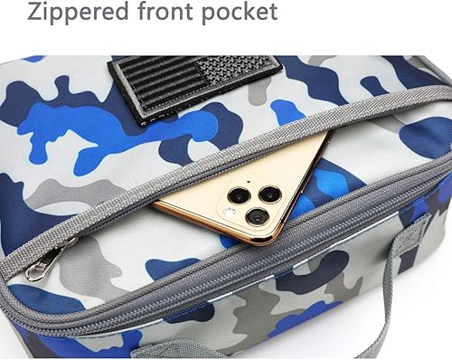 Miniatura 8 de Bolsa térmica Flowfly para lonchera, minibolsa con aislamiento, para la vuelta a la escuela, para niño y adulto, Diamante Enrejado