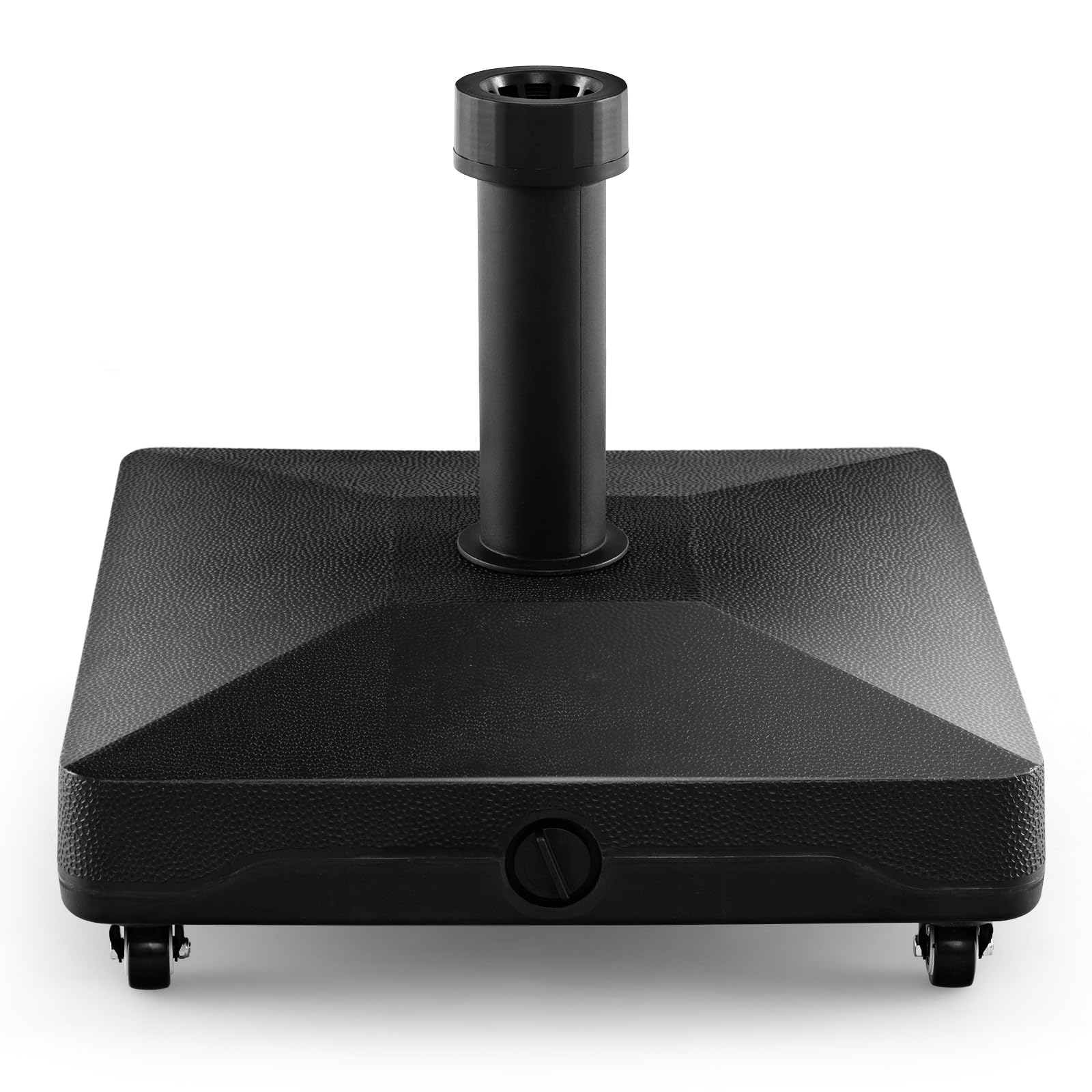 Tangkula Patio Umbrella Base, Heavy-Duty 54 lbs Market Stand w/4 Universal Wheels, 2 Receivers, Square Pole Stand for Outdoor, Fillable Mobile Umbrella Base for Deck, Poolside, Lawn, Black