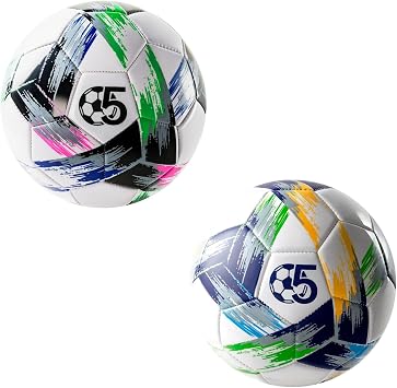 Soccer Ball Size 5 - Deflated with Pump & Mesh Bag, Bright Tri-Color Design - Vibrant & Multicolor Indoor/Outdoor Training Sports Ball, Official Size