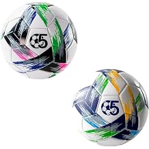 Soccer Ball Size 5 - Deflated with Pump & Mesh Bag, Bright Tri-Color Design - Vibrant & Multicolor Indoor/Outdoor Training Sports Ball, Official Size