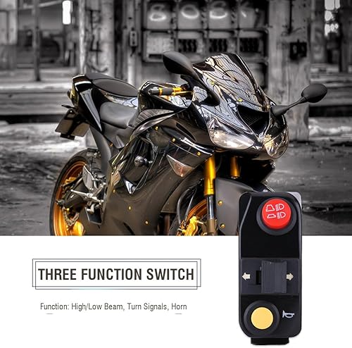 Miniatura 7 de Keenso Interruptor de control del manillar de la motocicleta de 78", 3 en 1 de la bocina de giro alto y bajo, negro