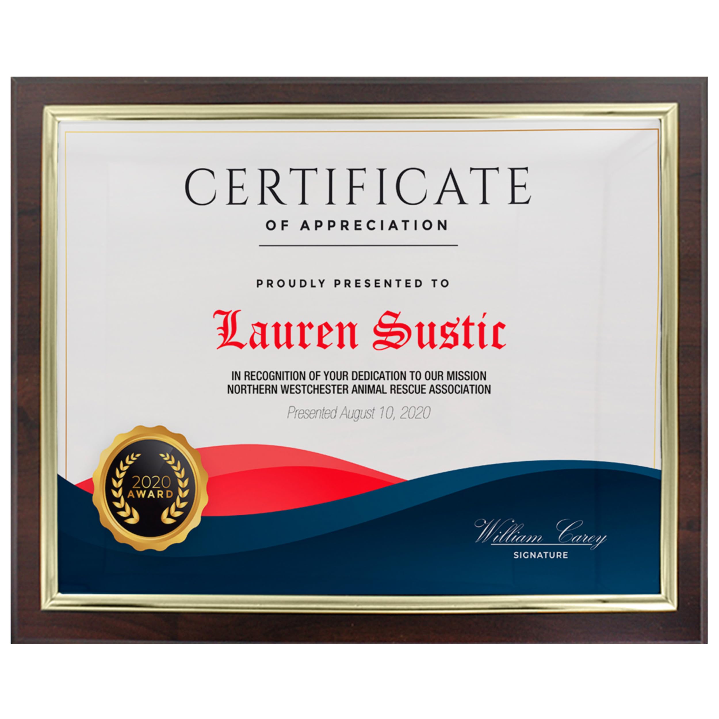SHOP AWARDS AND GIFTS 8.5 x 11 Certificate Frame Holder, Slide In Wall Plaque Display, 10-1/3 x 13 Inch Frame, Walnut with Gold Border