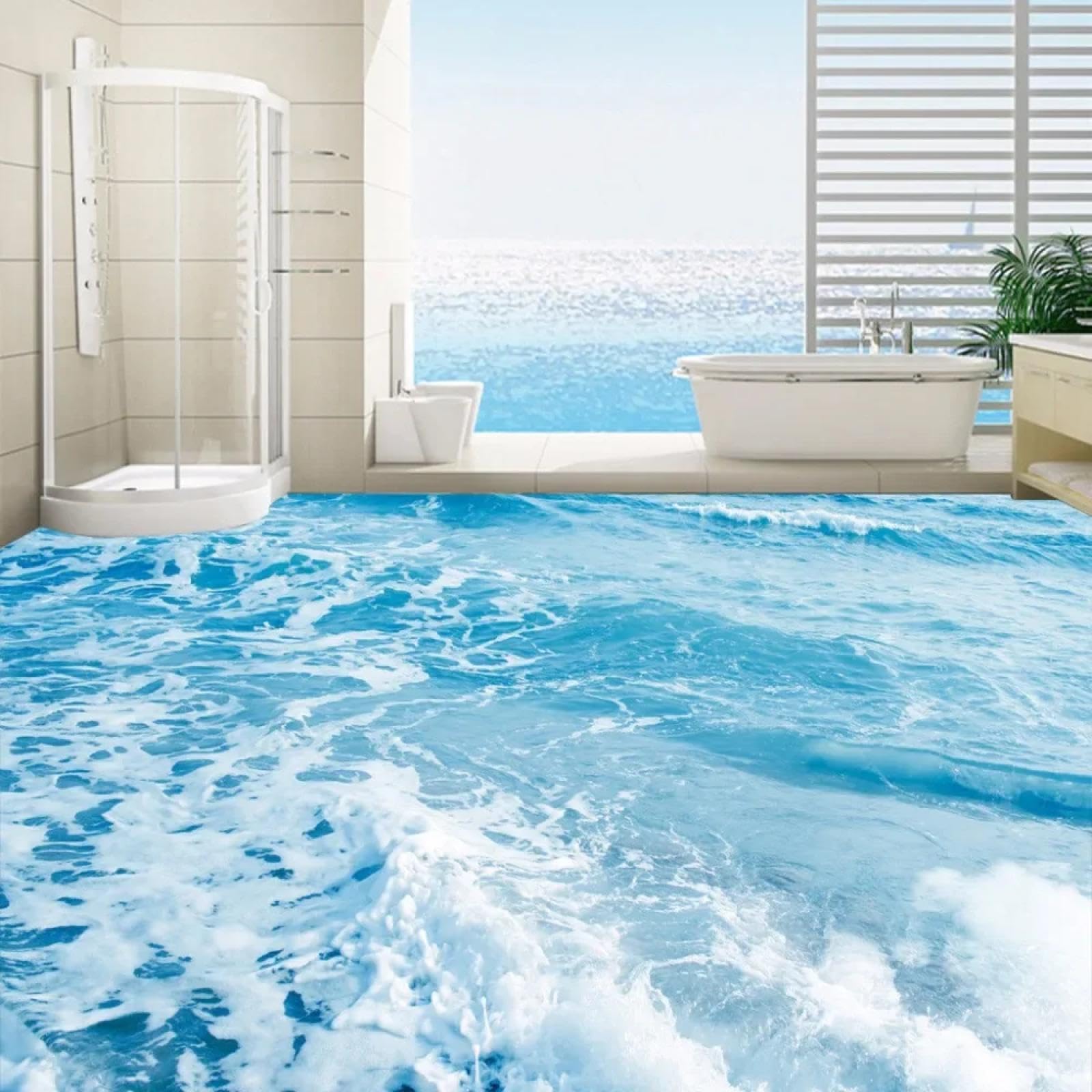Sticker mural 3D carrelage vagues : transformez vos murs tristes en fresque marine