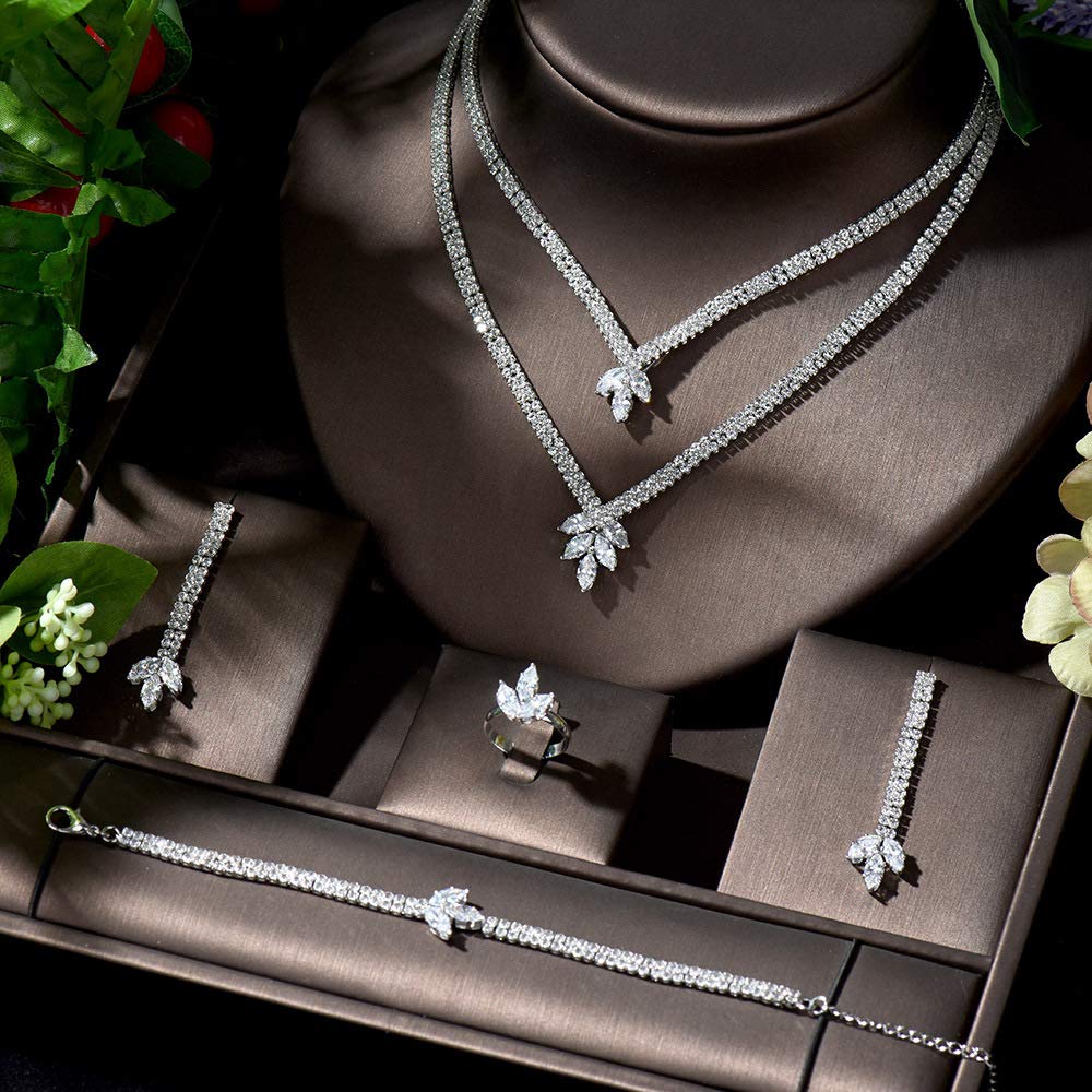 Set di Gioielli da Sposa da Sposa Set di Gioielli da Sposa di Grandi Dimensioni con zirconi cubici Regalo per Feste da Donna