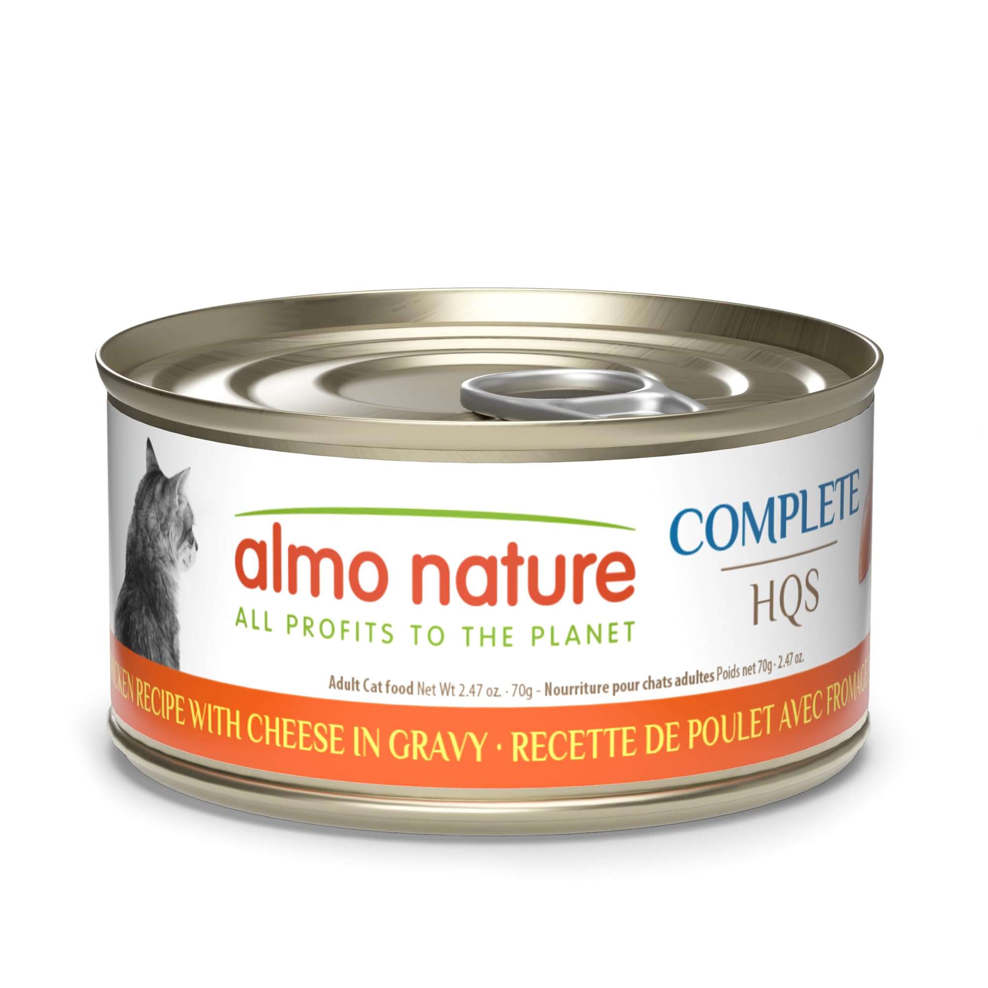 almo nature HQS Complete CAT Wet Cat Food Chicken Recipe with Cheese in Gravy - Grain-Free Cat Food Canned, 2.47 oz (Pack of 12)