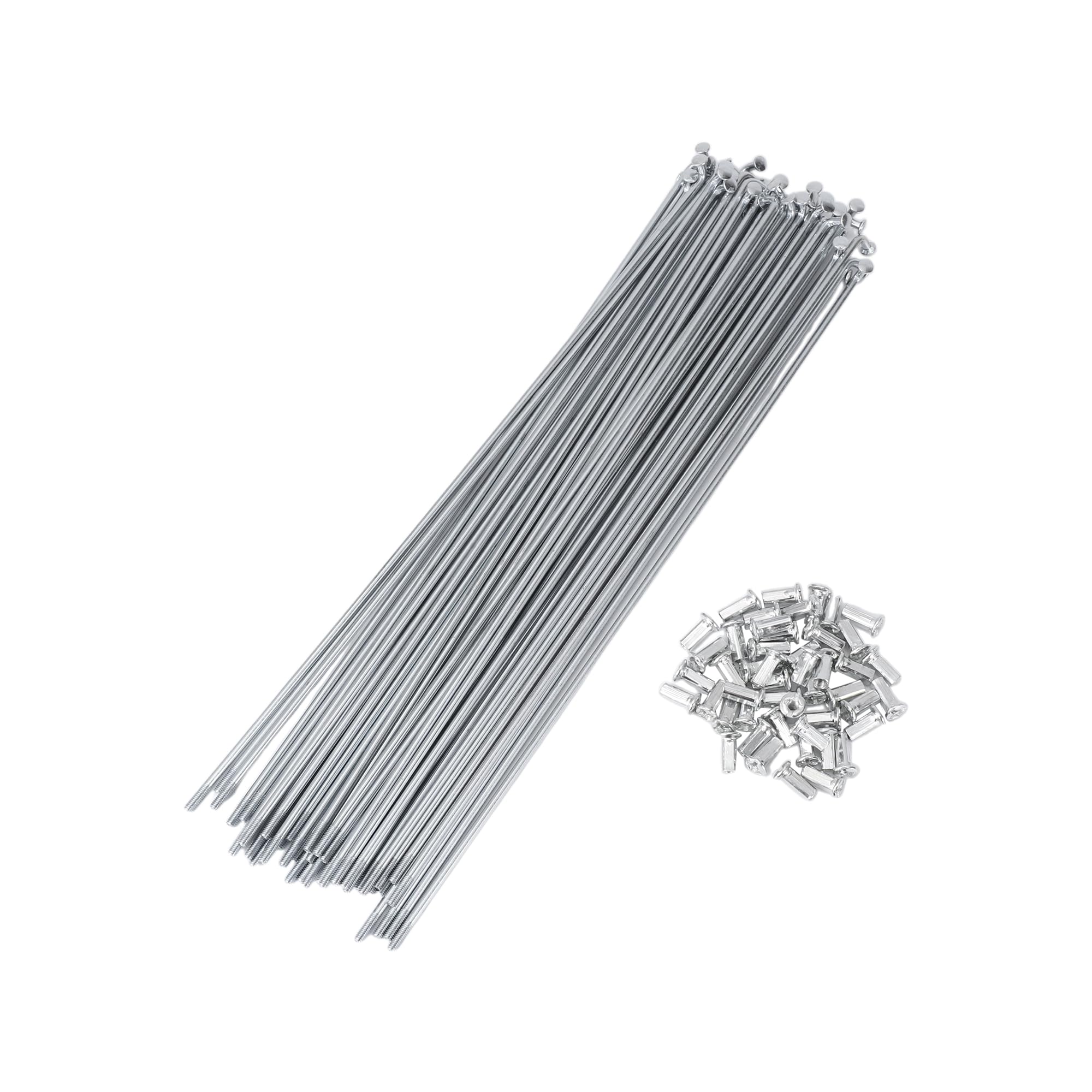 X AUTOHAUX 48 Set 10G Bicycle Spokes 285mm Bike Wheel Spokes Carbon Steel Galvanized Silver Tone