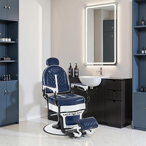 Miniatura 2 de BarberPub Silla de peluquero vintage de metal resistente multiusos profesional reclinable hidráulica salón de belleza silla de spa Equipo de estilo