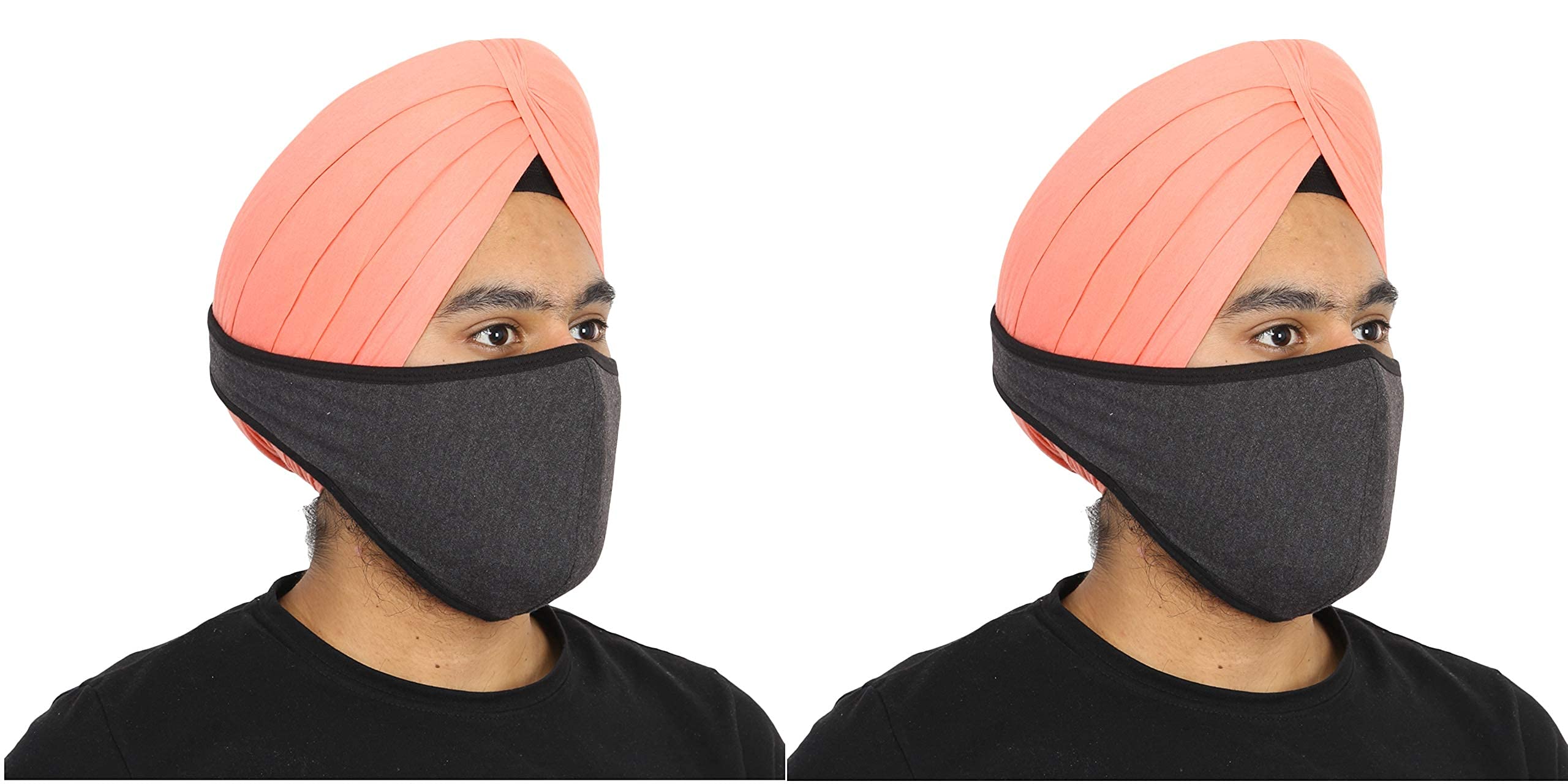 bismaadh Reusable Cotton Hosiery Pagri Mask For Men Dark Grey Pack of 2-picture-44