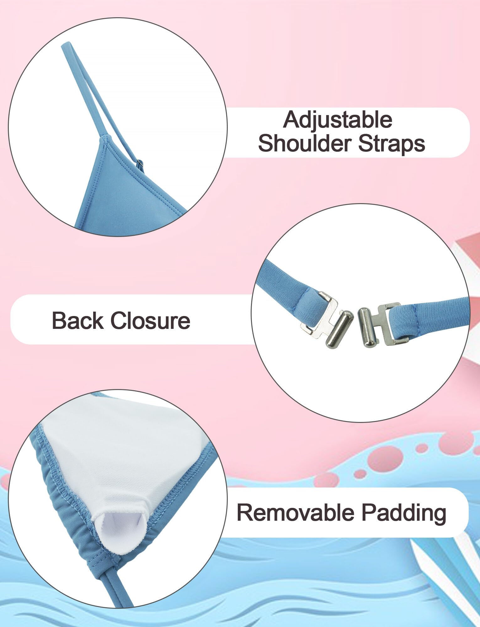 FEOYA Bikini de 3 piezas para niñas traje de baño con estampado de flores u hojas falda verano playa traje de baño protector solar traje de baño elástico secado rápido ropa de playa 140 150 160 170