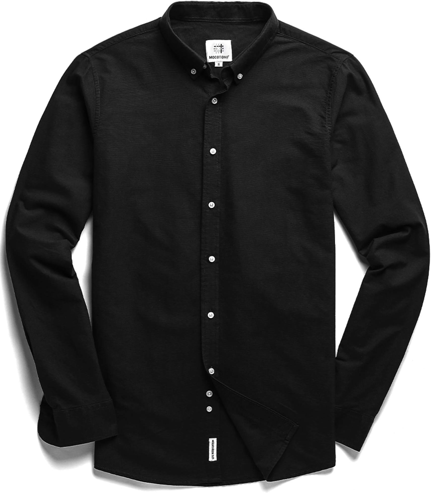 Men's Oxford Long Sleeve Button Down Casual Dress Shirt Black Small
