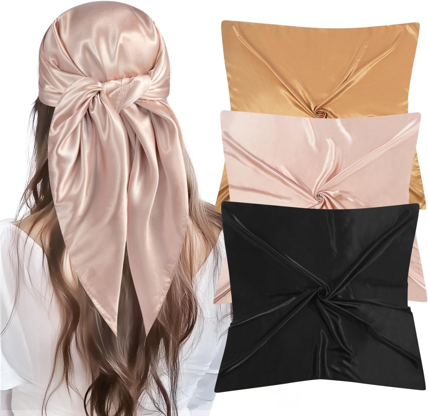35” Large Square Satin Head Scarf – 3Pcs Silk Like Head Scarves Silk Bandana Satin Hair Scarf Head Wraps For Women 35” Large Square Satin Head Scarf – 3Pcs Silk Like Head Scarves Silk Bandana Satin Hair Scarf Head Wraps For Women