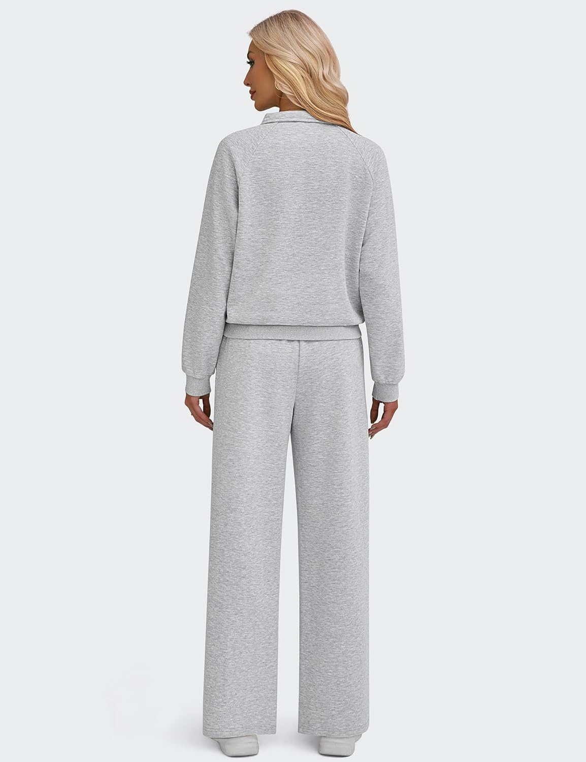 SHESHOW Women 2 Piece Outfits Set Half Zip Sweatshirts Wide Leg Sweatpant Matching Set Tracksuit with Pockets XS-XXL - Image 3