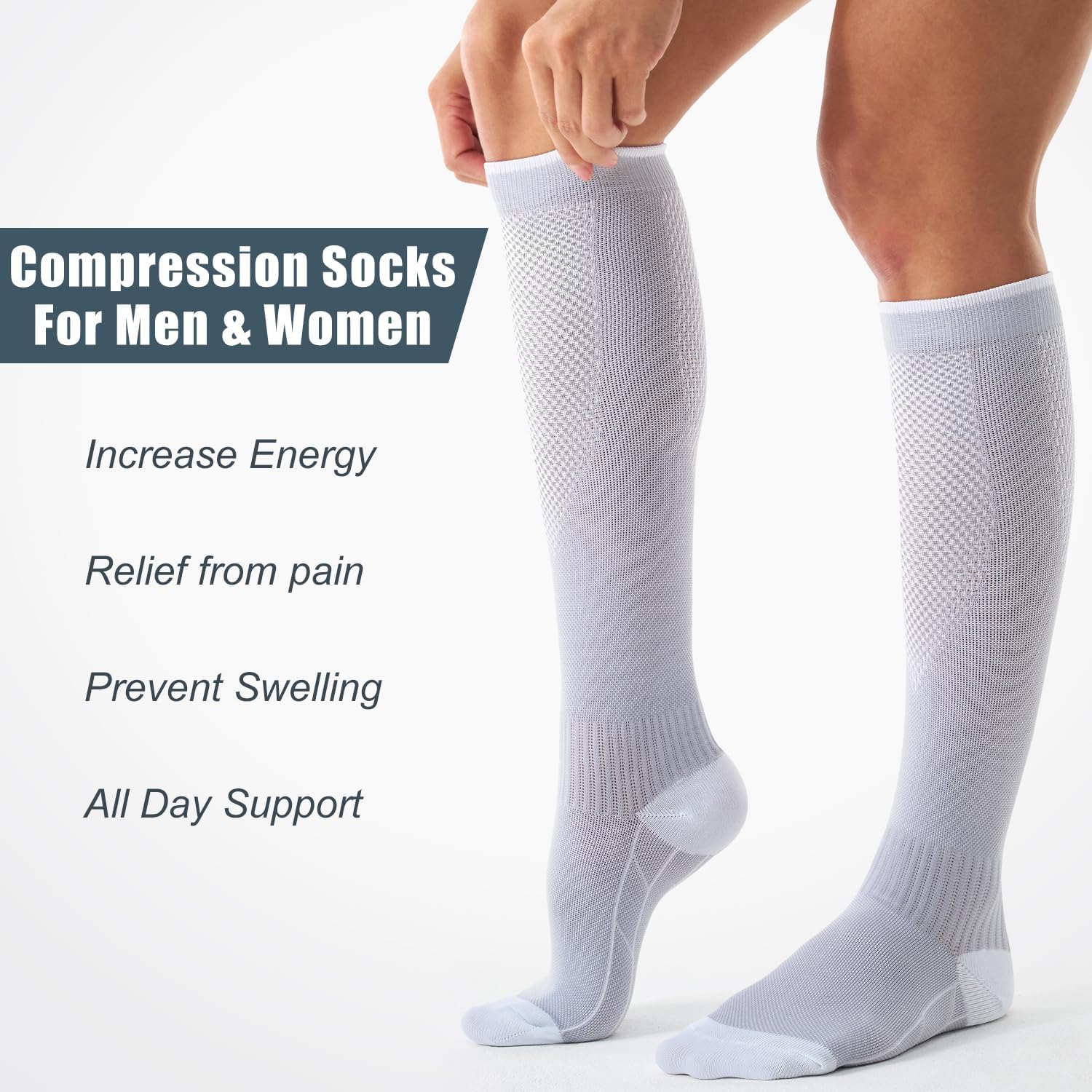 Compression Socks for Women and Men(3 Pairs)15-20mmHg - Best Circulation Support Socks - Image 2