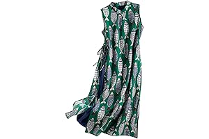 Casual Dresses for Women Summer Sleeveless Maxi Long Dress Vintage Fish Printed