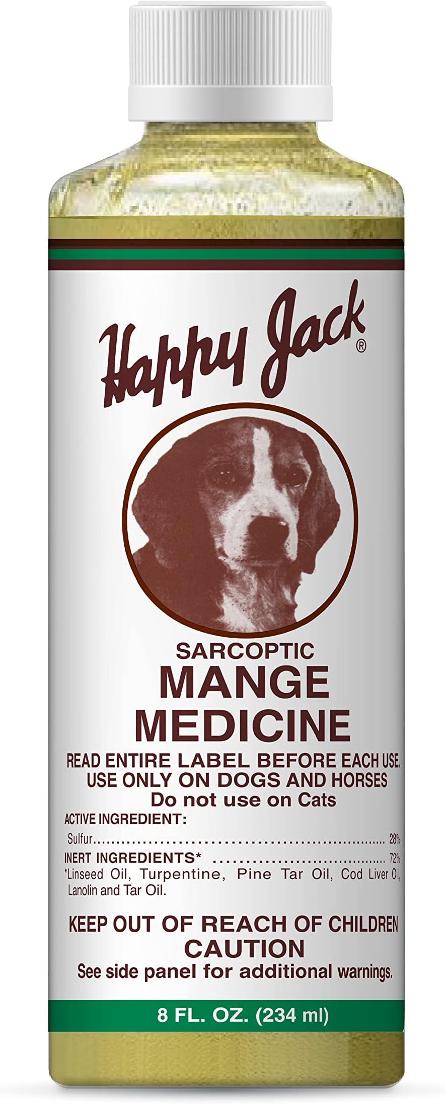 HAPPY JACK Mange Medicine & Treatment for Dogs & Horses - Brings Soothing Itch Relief to Severe Mange, Fungi, Allergies, Eczema & Most Dog Skin Irritation (8 oz)