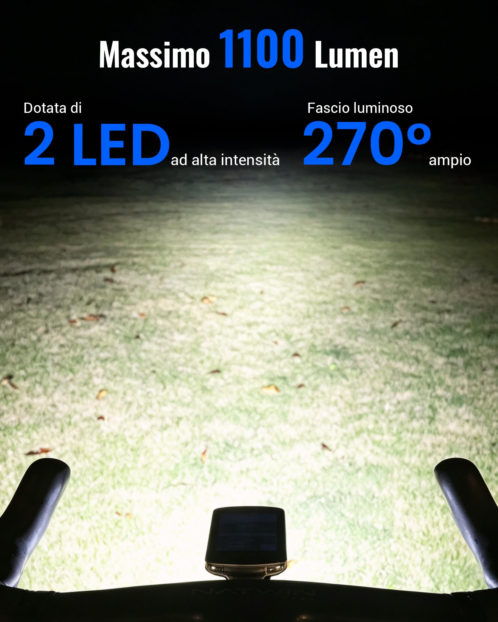 RAVEMEN FR1100 SE Faro Anteriore per Bicicletta Compatibile con Garmin/Wahoo/Bryton Ciclocomputer, 1100 Lumen Grandangolare a 270° per la Guida Notturna in Città e Come Diurna Strada 6 Modalità
