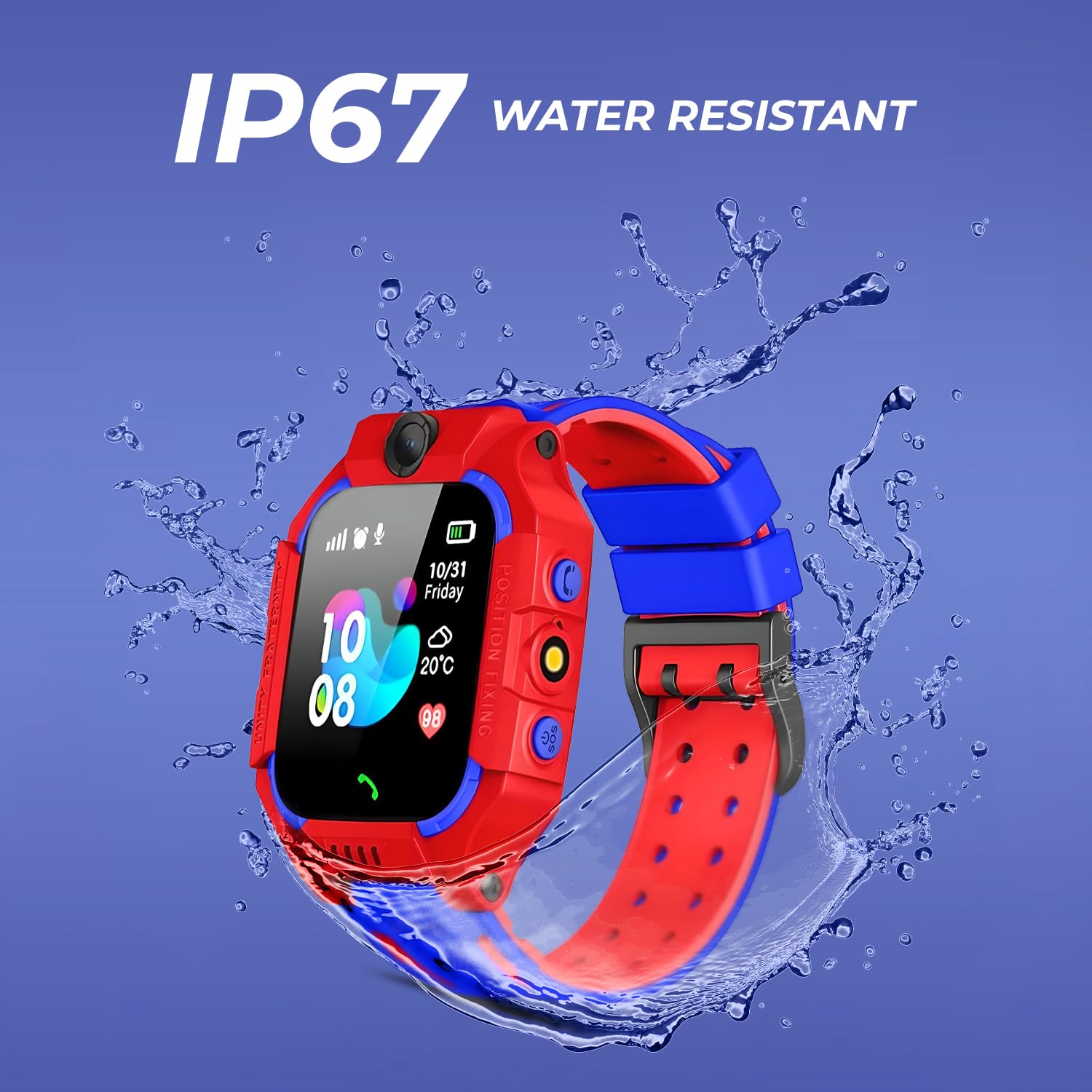 MELBON® 2G Sim Card SmartWatch for Kids, LBS Location Tracking, Voice Message, Cameras, 2G Voice Calling & Message, SOS, Geo-Fencing, Games - Perfect for Child Safety and Entertainment (Red) 4