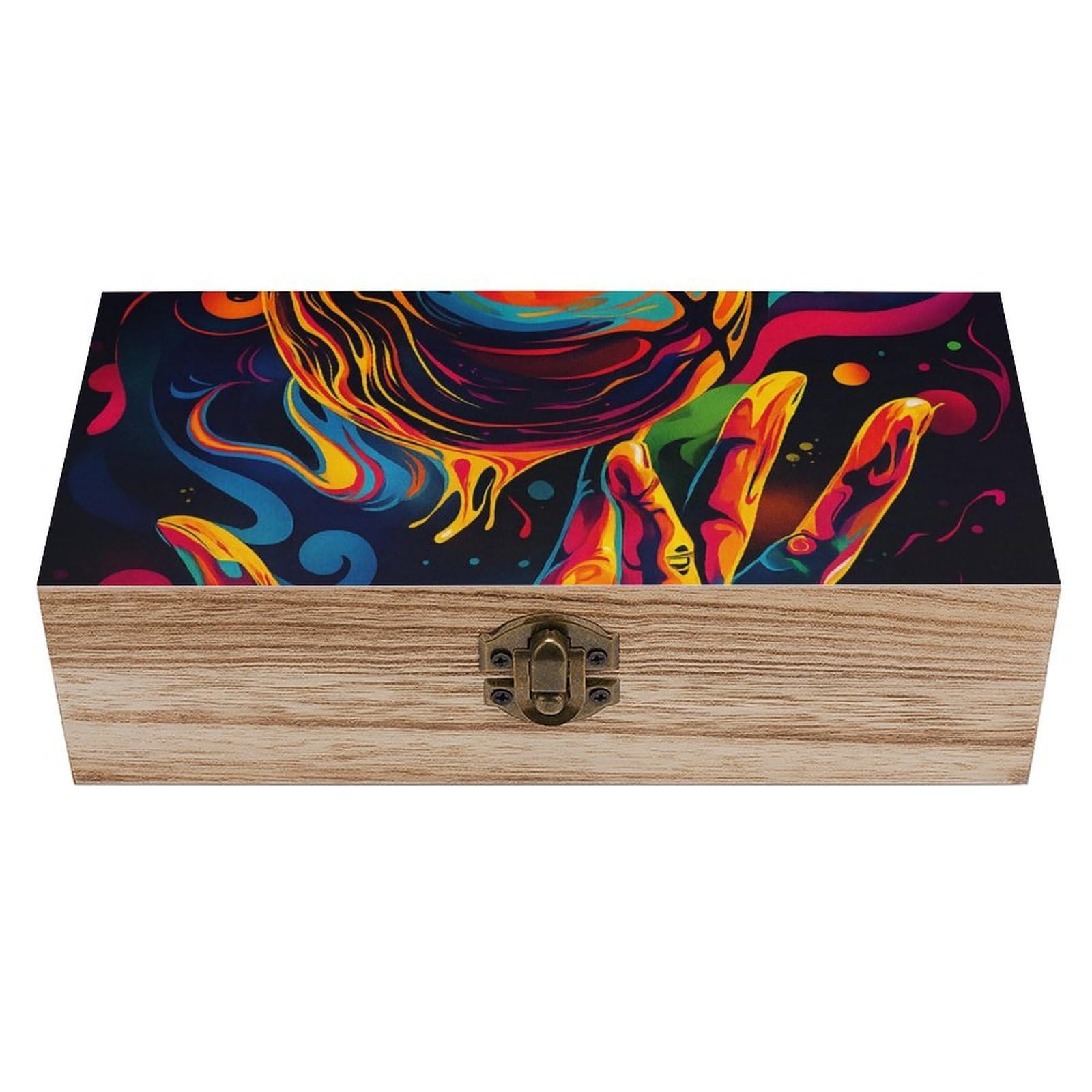 Oudrspo Colorful Basketball Retro Wooden Storage Box Keepsake Jewelry Decorative Art Storages Box Gift Boxs