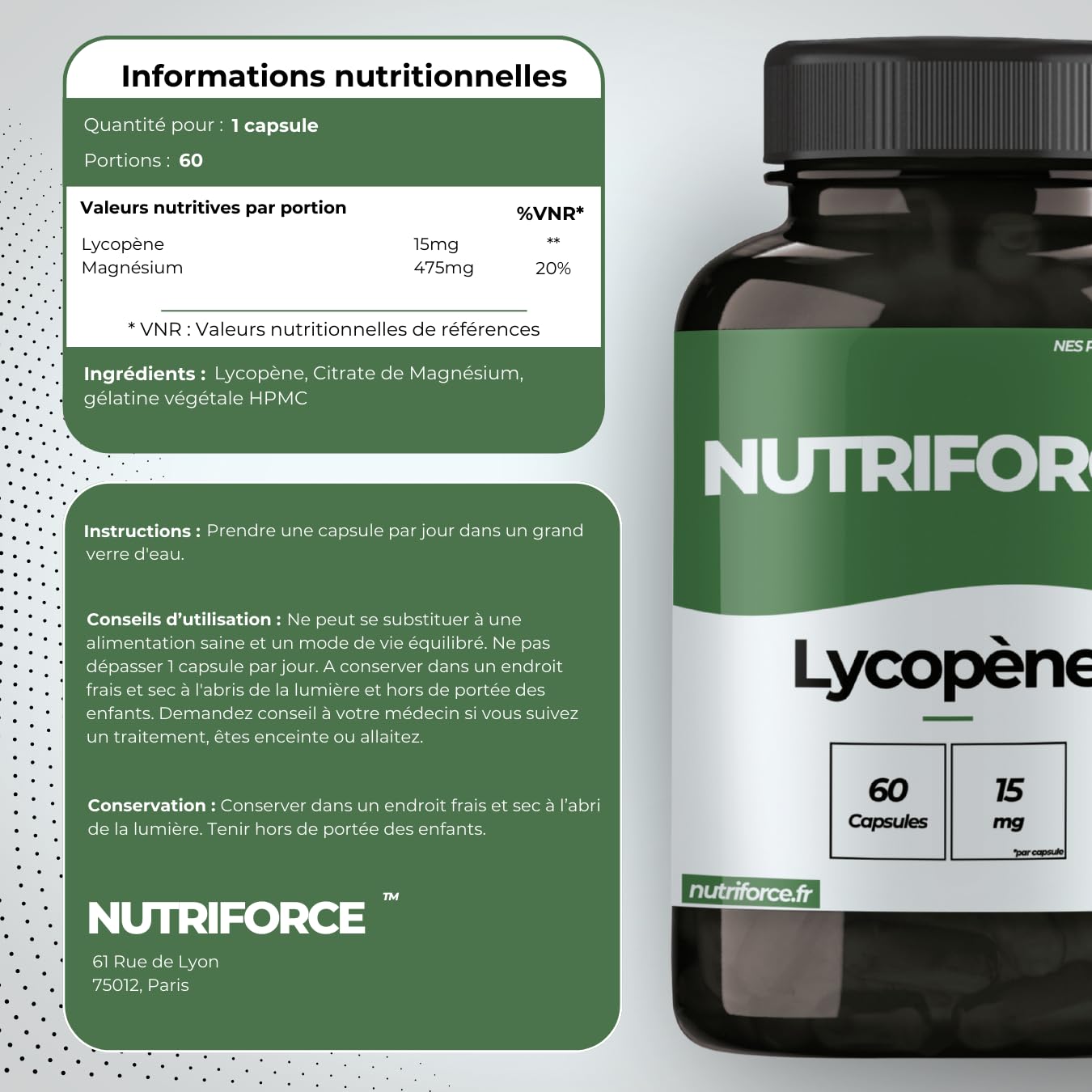 Lycopène – Haute Concentration – 60 Capsules – Antioxydant & Protection Cellulaire