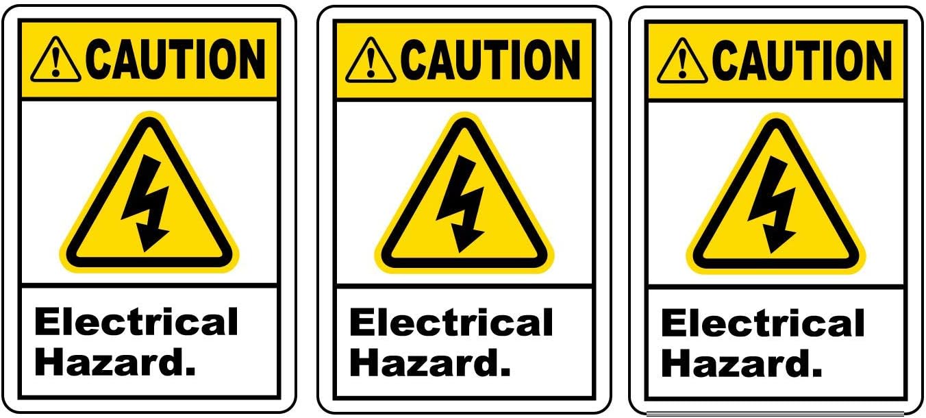 D STICKY COMPANY Caution Electrical Safety Hazard Sticker Pack of 3