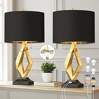 ROTTOGOON Sculptural Table Lamps for Living Room Set of 2 with USB Ports...