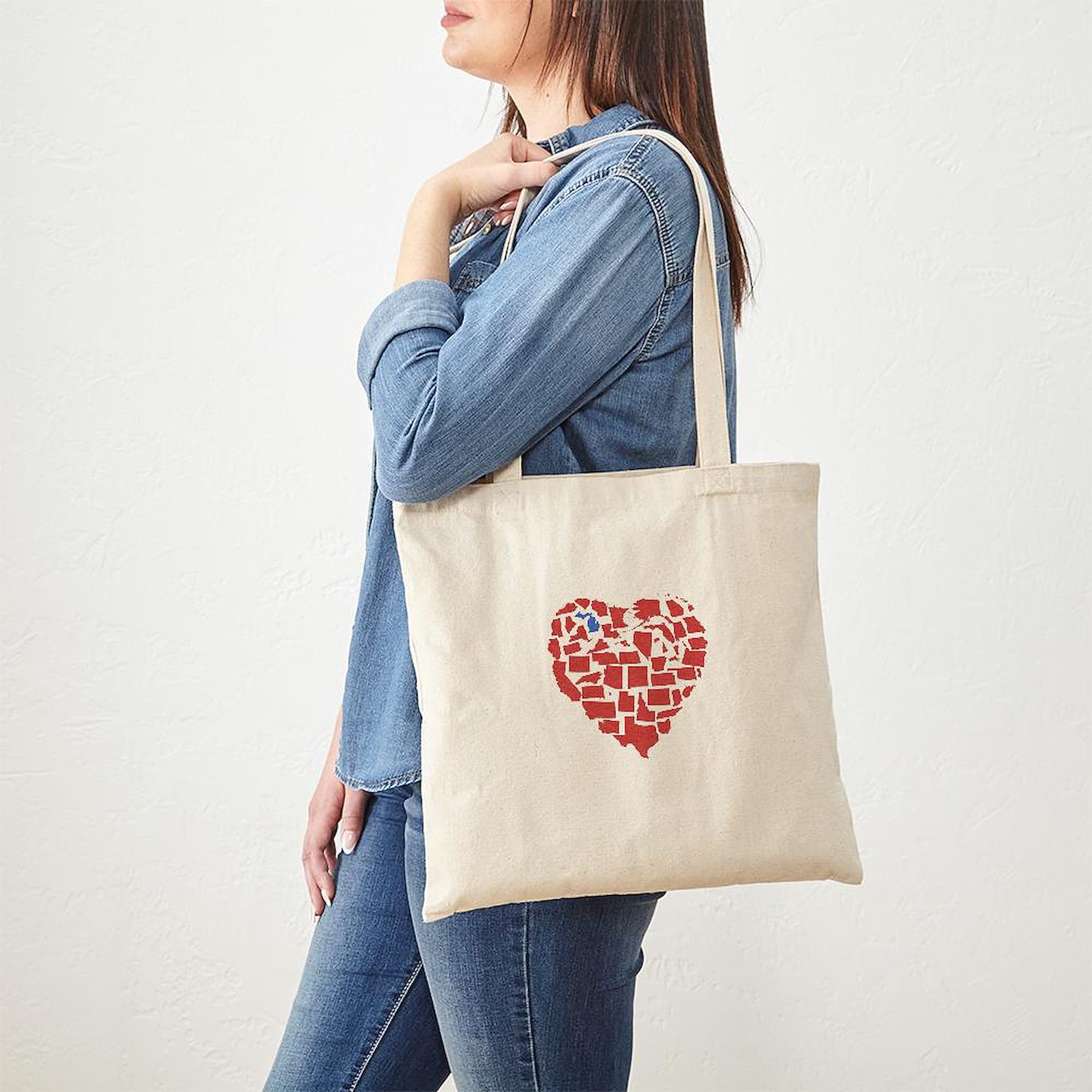 CafePress Michigan Home Natural Canvas Tote Bag – Reusable Shopping Bag With Style - View #12