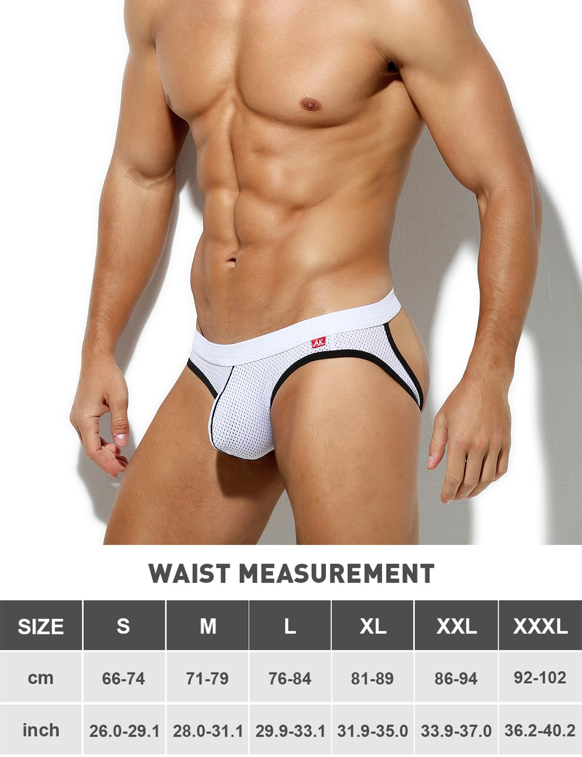 Męski pasek Jockstrap stringi Seksowna bielizna dla mężczyzn, A3 biały, S | Oddychająca siatka, męska bielizna sportowa Jockstrap Athletic