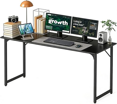 Miniatura 35 de BestOffice Escritorio para computadora, escritorio de oficina en casa, estilo moderno y simple para oficina en casa, estudio y escritura (negro, 39