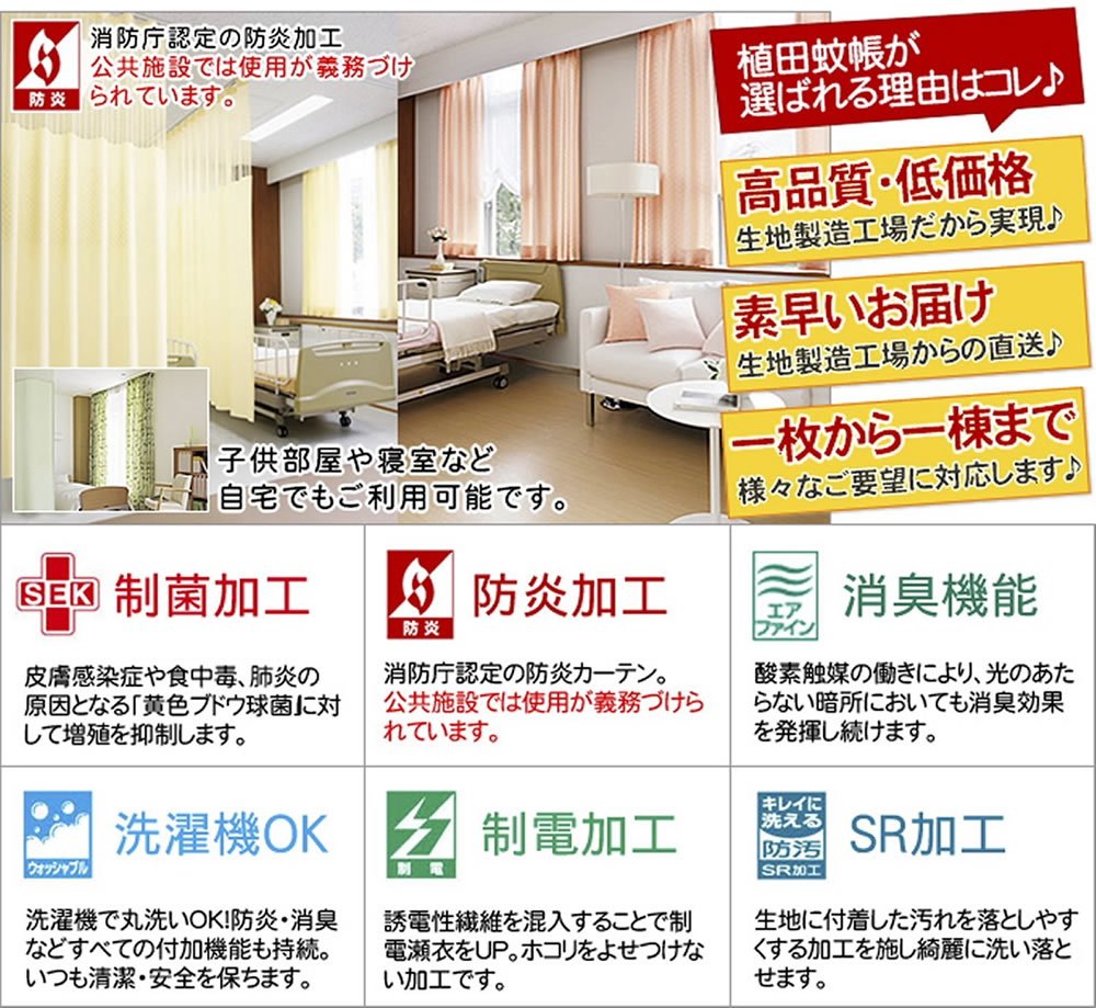 Amazon｜【即納】 医療用カーテン 品 上部ネット30cm一体型カーテン 巾