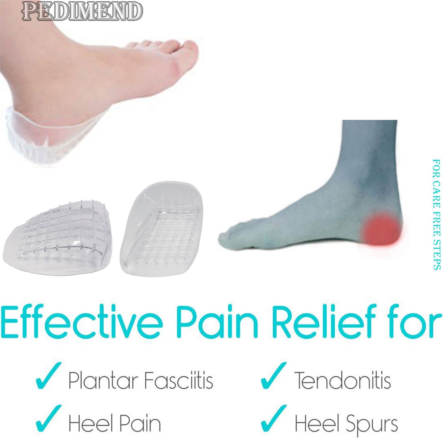 Pedimend, Double Layer Heel Cups (White) - Extra Support for High Impact Activities - Preventing Achilles tendonitis - Arch Pain / Tibial Knee Syndrome - Heavy Duty Heel Cups -Heel Pain / Heel Spur