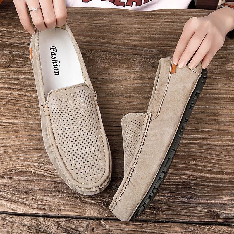 Men's Loafers Shoes Round Toe Breathable Suede Vamp Driving Shoes Anti-Slip Flexible Resistant Party Slip On4