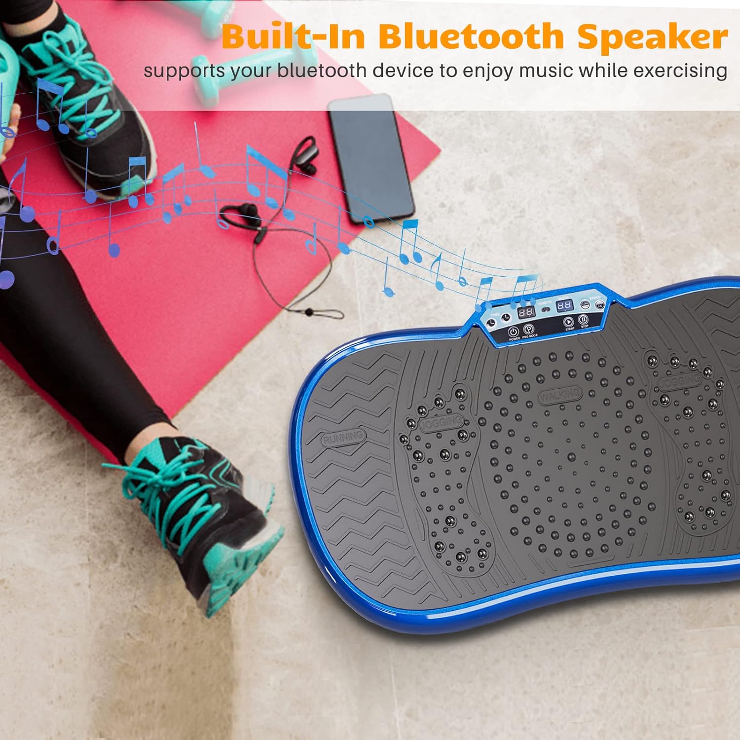 Vibration Plate Exercise Machine for Weight Loss – 100-Speed Platform with Bluetooth Speaker, Remote  Bands, 450 lbs Capacity – Quiet Full Body Workout for Lymphatic Drainage at Home