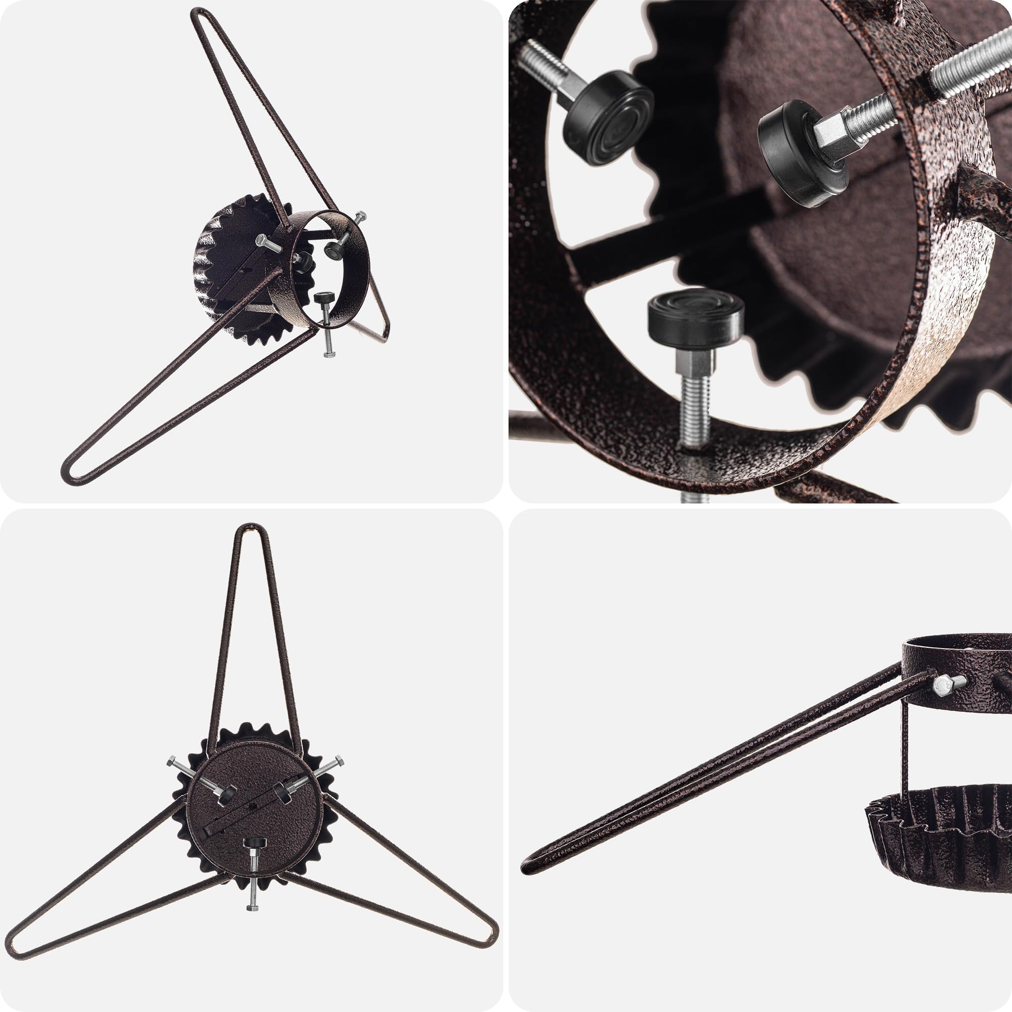 KADAX Support pour sapin de Noël en acier - Support stable avec réservoir d'eau - Avec boutons - Différentes tailles - Marron - Largeur : 58 cm