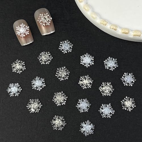 50Pcs Christmas Nail Charms Snowflakes Nail Art Charms 3D Resin
