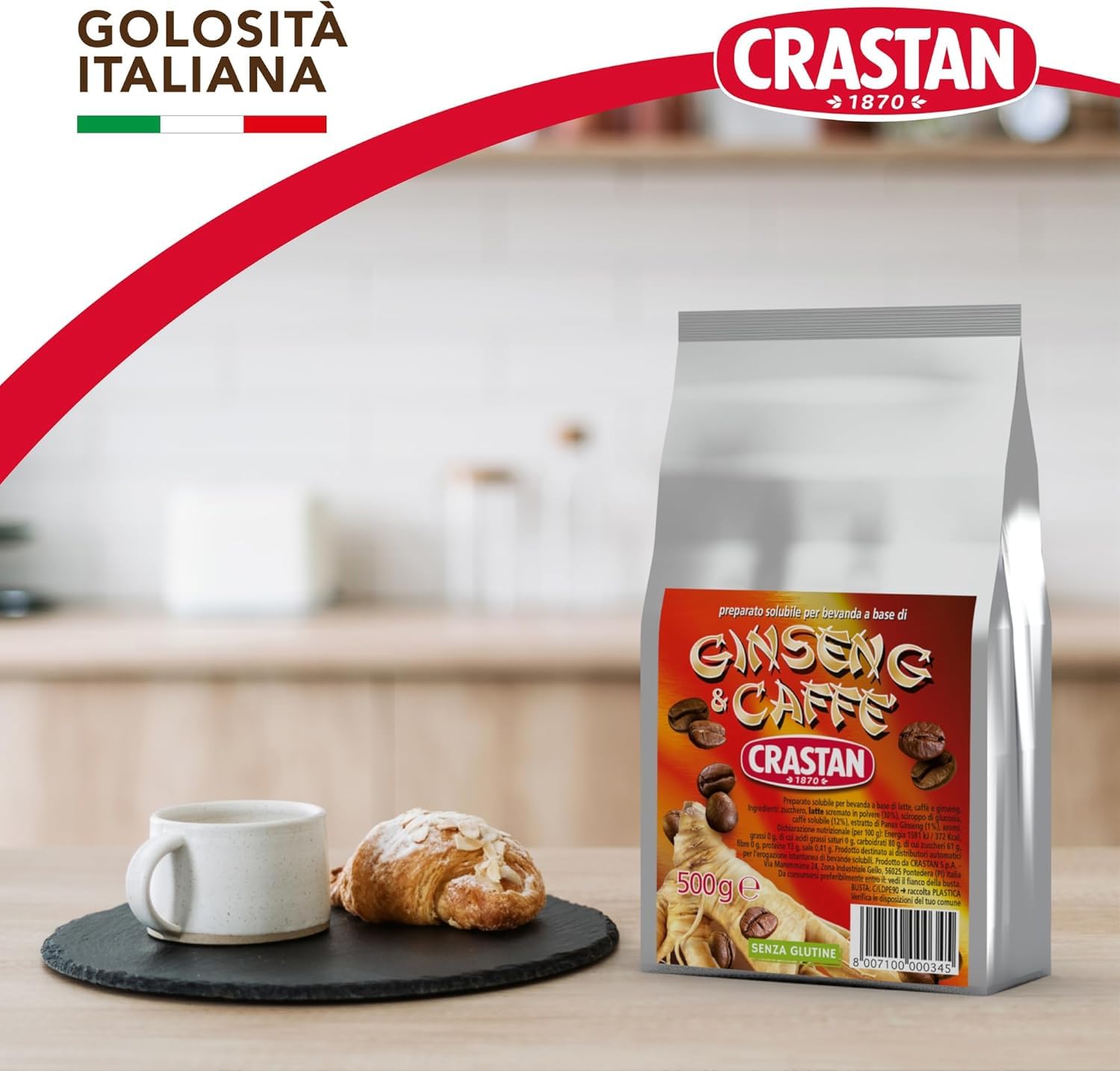 Italian Gourmet Ginseng & Kaffee Getränkepulver zum Süßen 6×500g Vorteilspack Löslich Instant Heißgetränk Cremig Aromatisch Frühstück Büro Barista Style Italienischer Genuss + Italian Gourmet Polpa