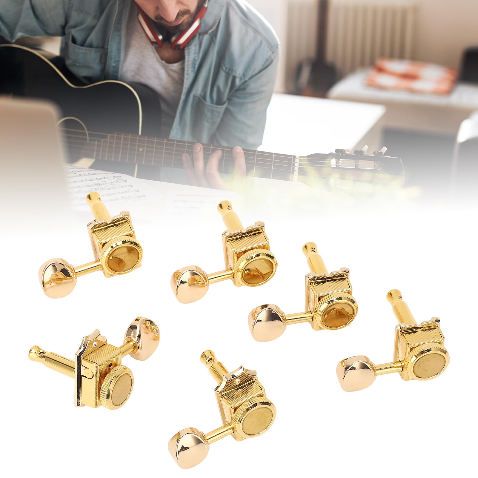 Jeffergarden Locking Tuner, Robuste Stimmwirbel aus Metall mit Locking für Elektrische Folk-Akustikgitarren, Gute Kompatibilität, Einfach zu Installieren, Multifunktional, Breite Anwendung mit