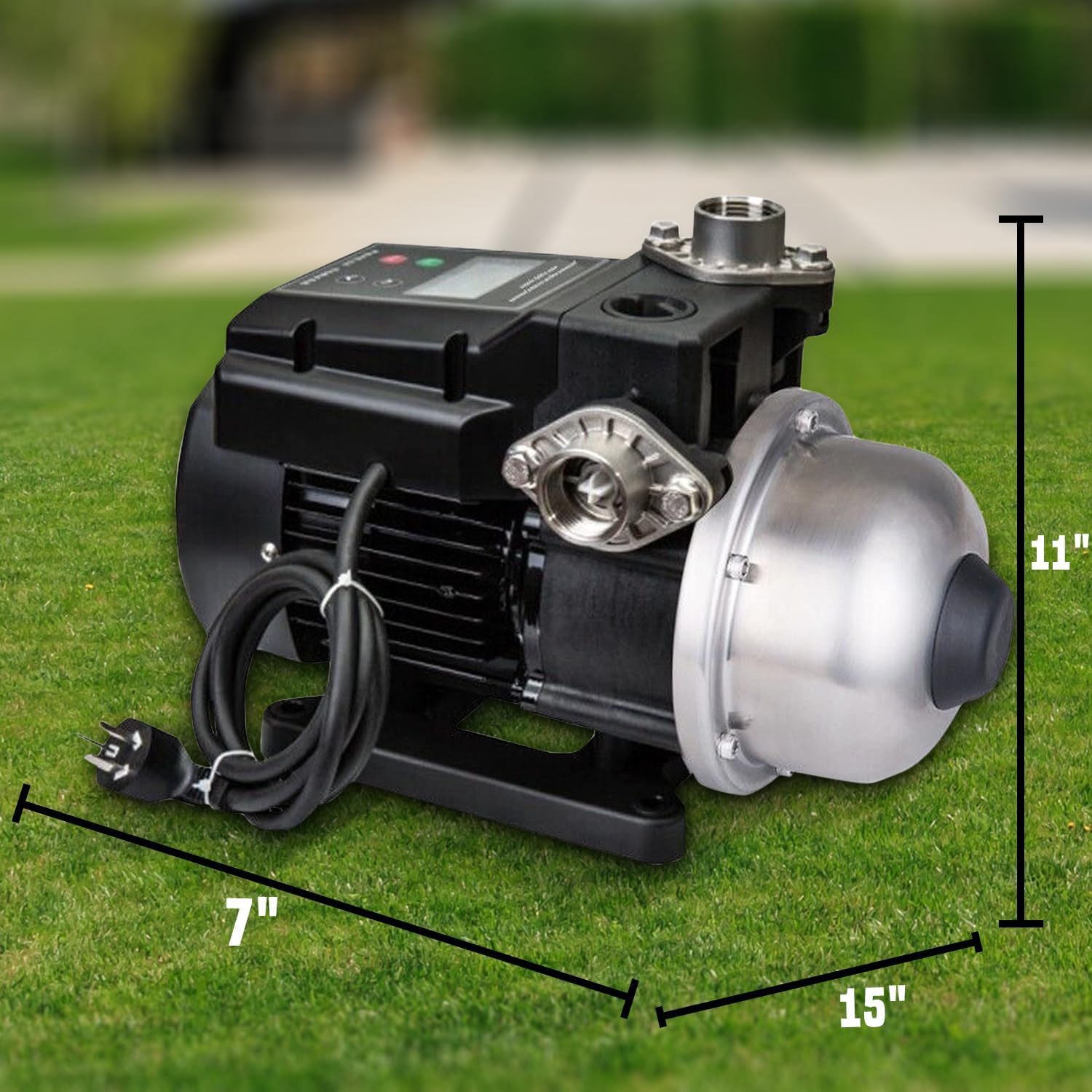 Ozmosis EZ Black Mini Pressure Booster Pump 1HP (800W~1000W) 115V~230V Durable Stainless Steel and Aluminum Construction, Constant Pressure, Variable Frequency, All-In-One Pump