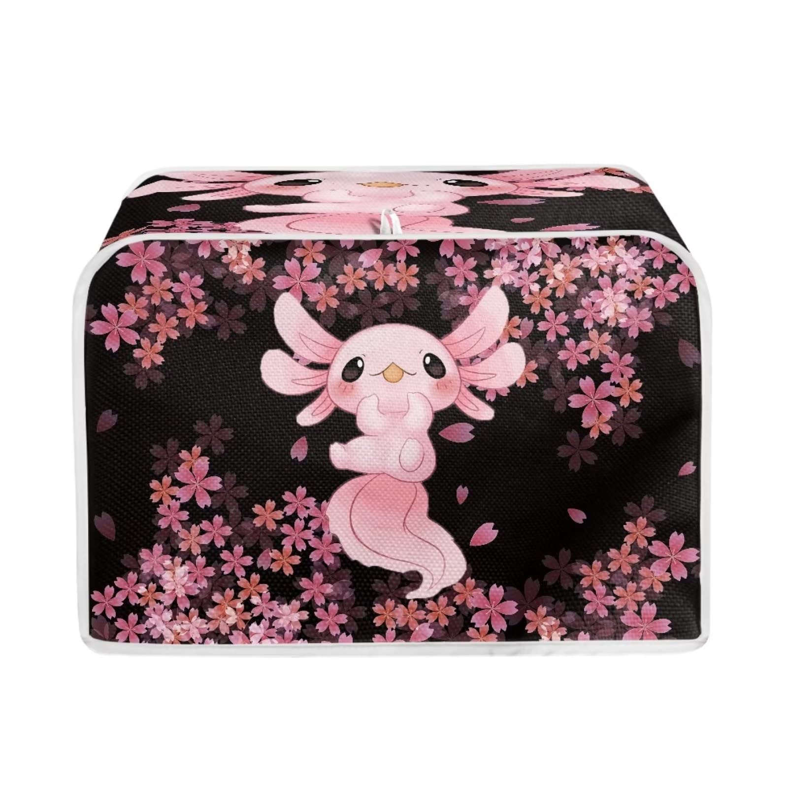 MumesonCartoon Axolotl Cherry Blossom Toaster Covers for Standard Toaster Kitchen Small Appliance Anti-Scratch Covers Protector Kitchen Decoration Pink
