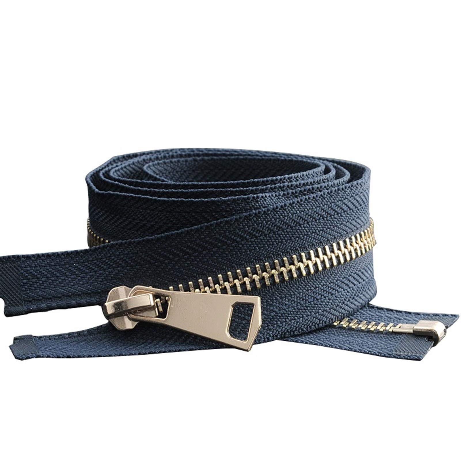 Premium-Metallreißverschluss, Kunststoffreißverschluss, bunt, offen, Auto-Lock, goldener Metallreißverschluss, DIY-Handarbeit, for Kleidung, Taschen, Kleidungsstücke, Schuhe, 30–80 cm, for Nähen(Navy)