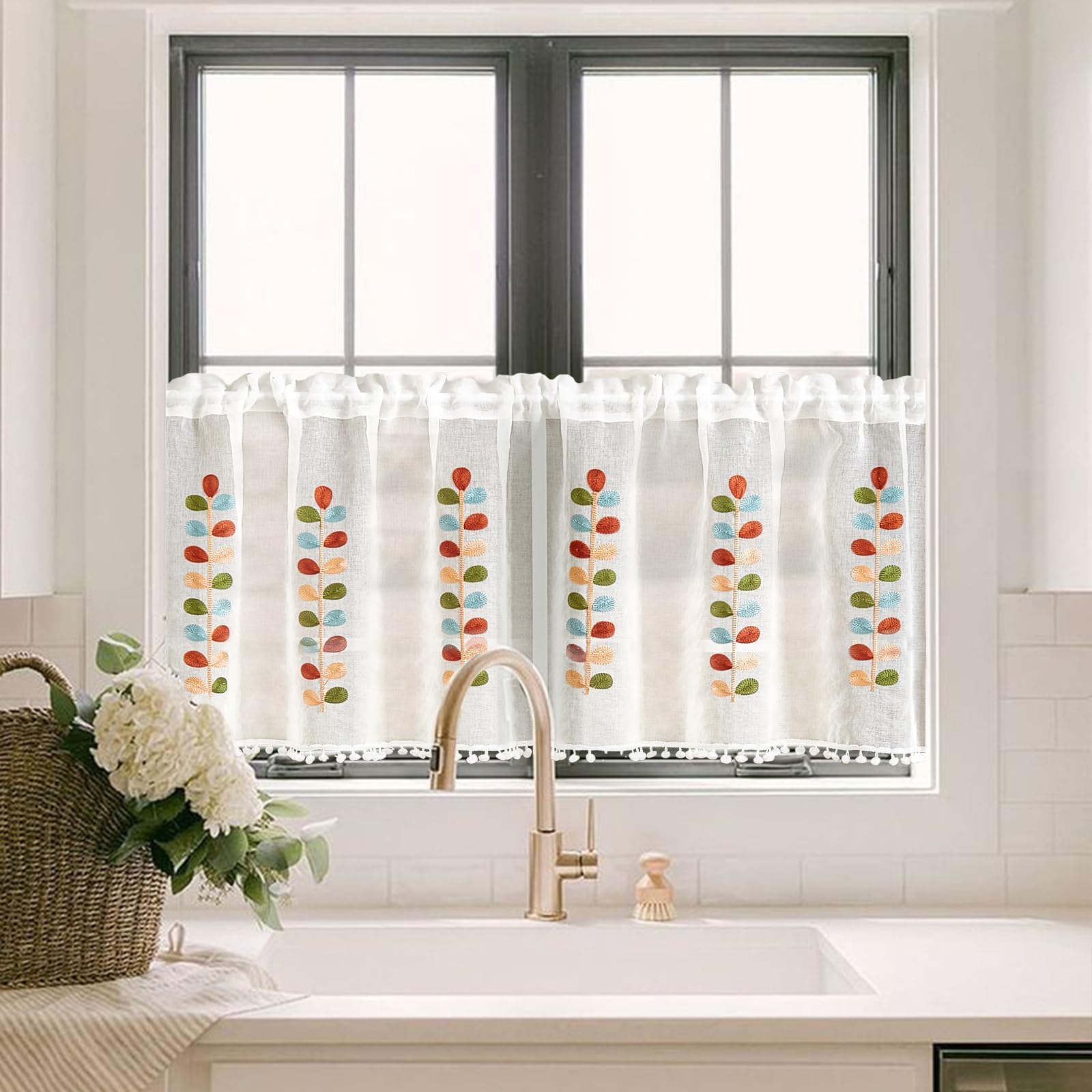 LOHUT Window Treatment Valances White 72x22 inch, 1 Panel