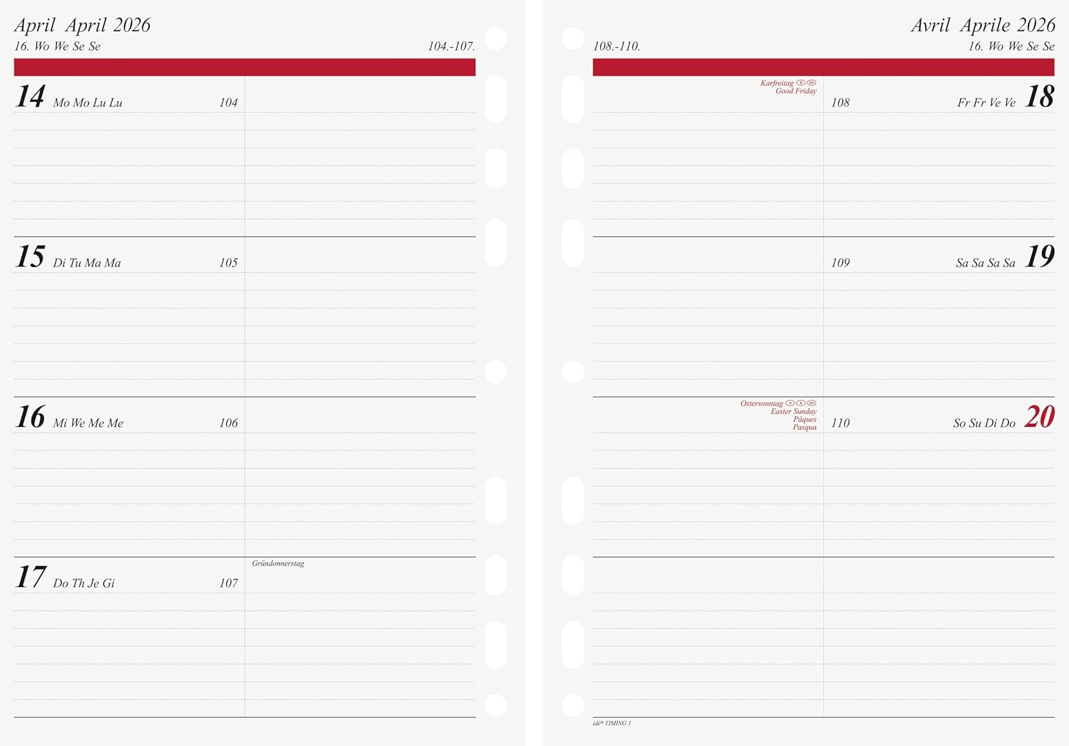 rido/idé Weekly Calendar Timing 1 2026 | A5