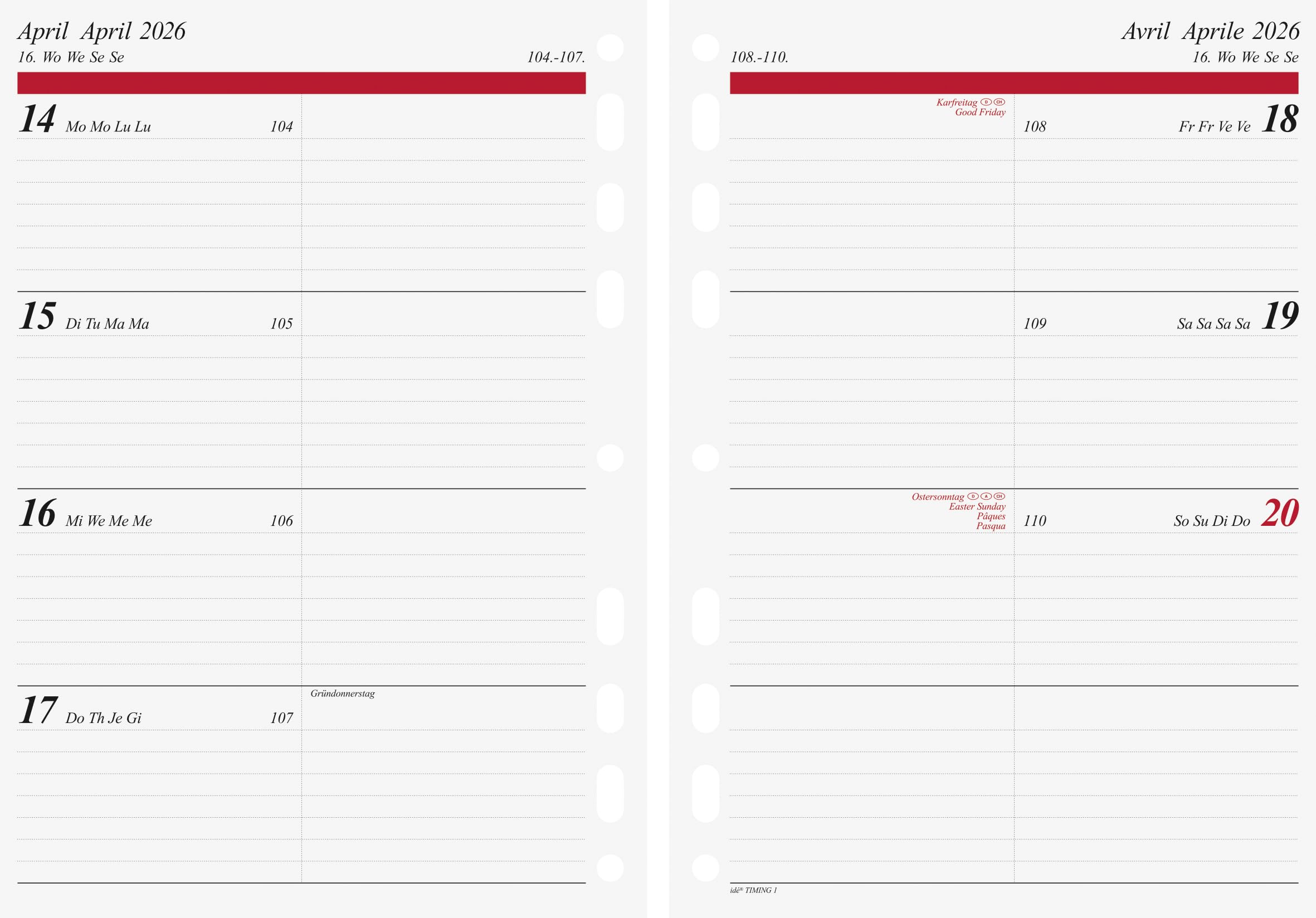 rido/idé Weekly Calendar Timing 1 2026 | A5