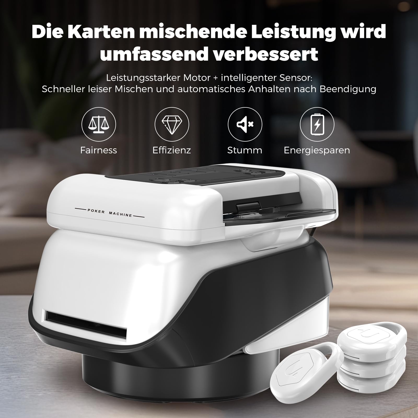 Automatischer Kartengeber & Kartenmischer mit 360° Drehfunktion, anpassbarer Kartenzuteilung für beliebig viele Spieler, vielseitigem Ausgabewinkel, Kompatibilität (mit Fernbedienungen)