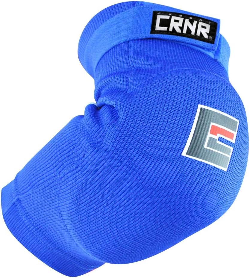 Combat Corner Muay Thai Elbow Pads for MMA, Boxing, Kickboxing, Martial Arts (Blue, Large/X-Large)