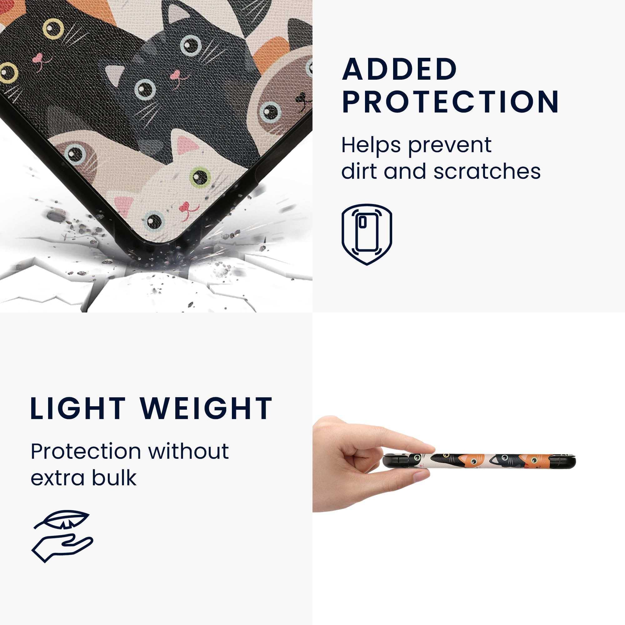 kwmobile Etui do e-czytnika kompatybilne z Amazon Kindle Paperwhite (12. Gen 2024) / Kindle Colorsoft - zamknięcie magnetyczne - etui na czytnik - Koty pomarańczowe/czarne/białe