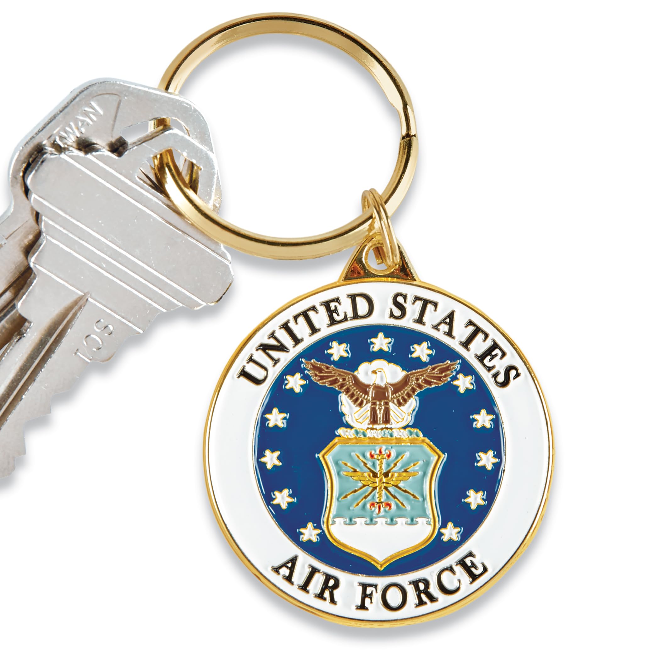 Inc. Air Force Logo Key Ring Military Key Chains Collectibles Gifts Men Women Veterans, Multicoloured, 1 1/2" in Diameter