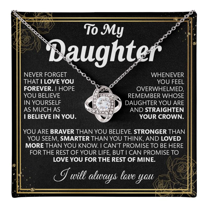 To My Beautiful Daughter Necklace from Mom & Dad, Never Forget That I Love You Necklace, Christmas Jewelry Gift from Parents, Gifts For Daughter Necklace With Message Card and Box