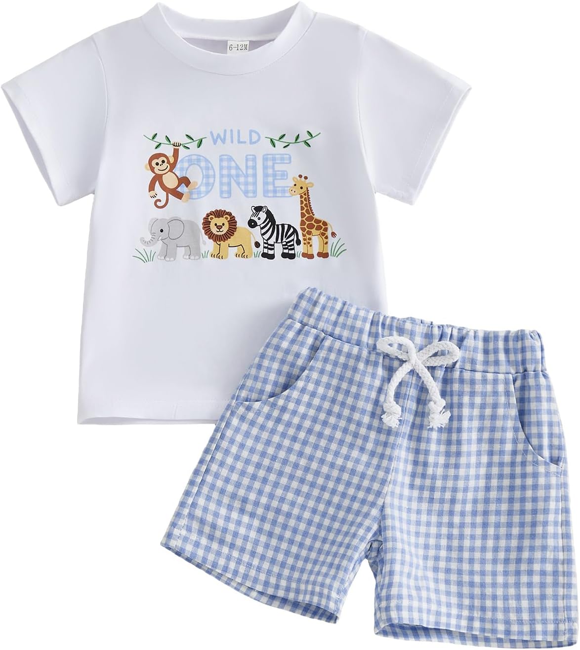 Toddler Baby Boy Girl First Birthday Outfit Short Sleeve Shirt Plaid Shorts Sets Summer Birthday Clothes 2Pcs