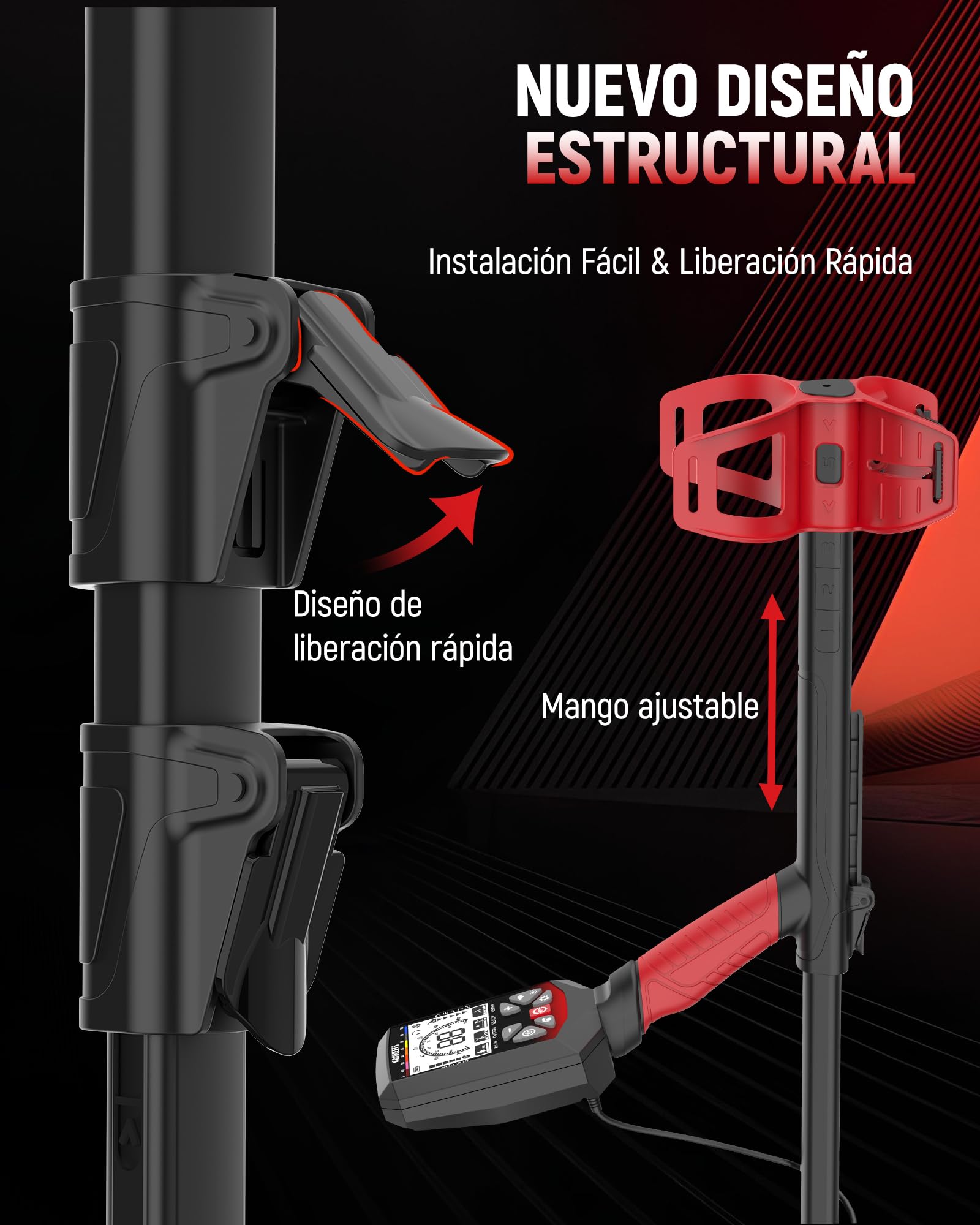KAIWEETS Detector de Metales Profesional, Bobina Doble D Impermeable, Detector de Oro 5 Modos, Pértiga Telescópica Mejorada, Batería Recargable, Puntero, Cuchillo de Excavación y Funda para la Lluvia