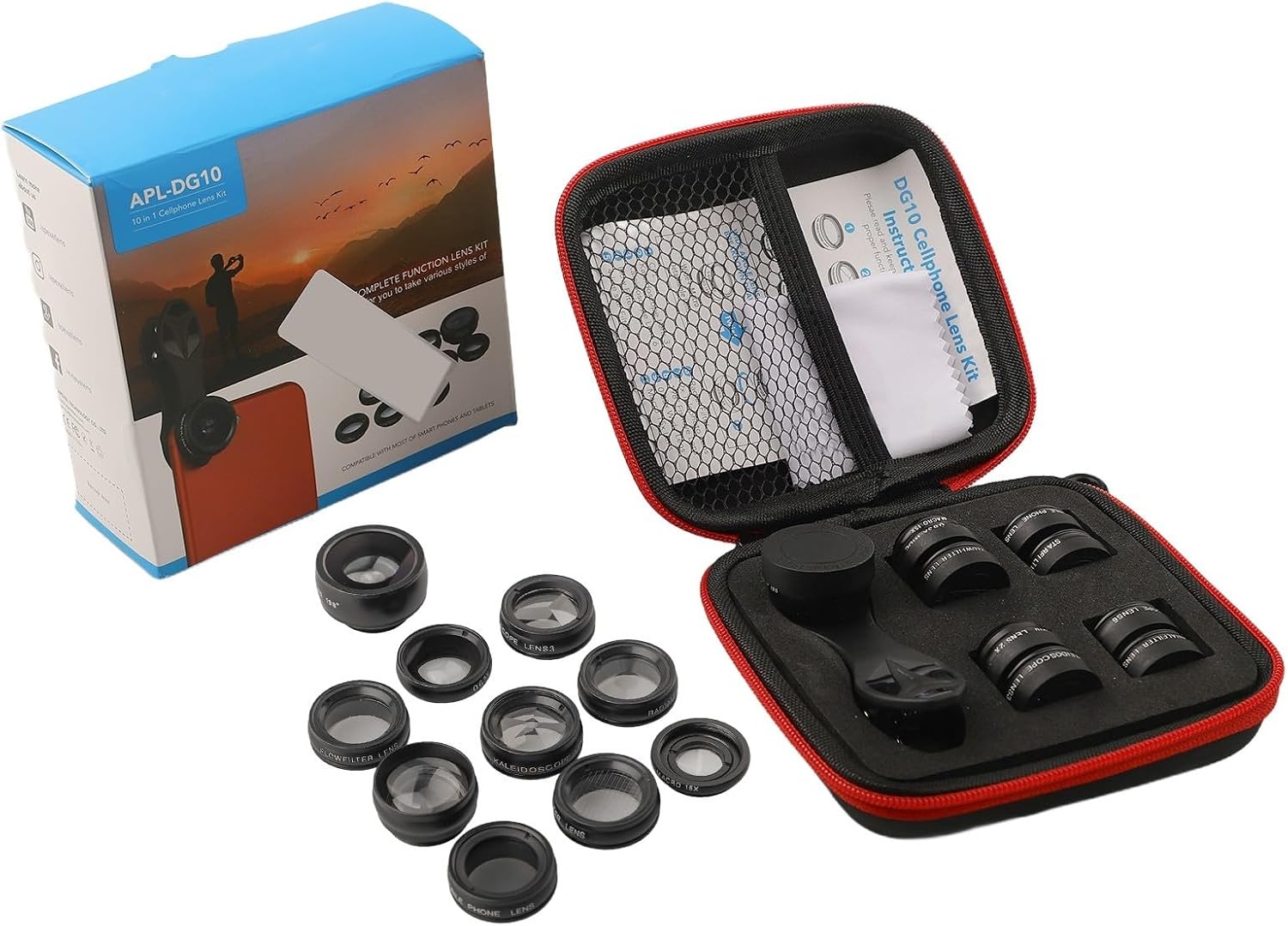 Aluminum Alloy Phone Camera Lens Set 10 Pieces Fisheye